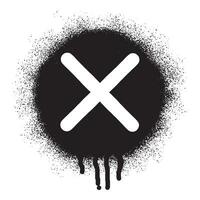 cross mark icon graffiti with black spray paint vector