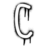 Alphabet letter C stencil graffiti with black spray paint vector