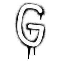 Alphabet letter G stencil graffiti with black spray paint vector