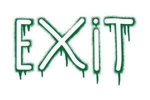 Exit sign stencil graffiti with green spray paint vector