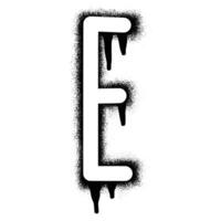 Alphabet letter E stencil graffiti with black spray paint vector