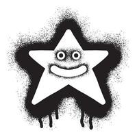 Star emoticon graffiti with black spray paint vector