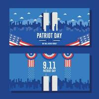 9 11 patriot day flat horizontal banner background template vector