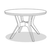 A set of hand-drawn vector illustrations of furniture, including cabinets, tables, and beds..A round table