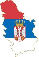 Vector color map of Serbia with flag. The territory of a European state.