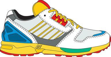 vector dibujo de un de colores zapatilla de deporte humano Deportes zapatos. un objeto desgastado en el pierna, pie.