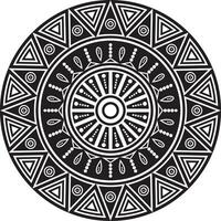 Vector monochrome round Native American ornament. Patterned circle from triangles of Indians of various tribes of America. Incas, Maya, Aztecs, Marlborough.