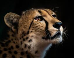 cerca arriba detallado retrato de leopardo rostro. generativo ai foto