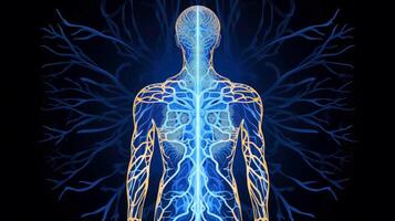 Energy of Thought. Human head emitting abstract fractal structure to illustrate working of human mind, illustration photo