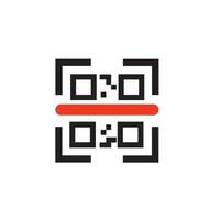 black qr code scan minimal badge. flat simple trend modern qrcode ui logotype graphic art design isolated on white. concept of technology for instant payment or tech pay method without money vector