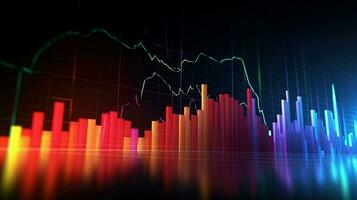 Generative AI, stock market chart lines, financial graph on technology abstract background represent financial crisis, financial meltdown. Technology concept, trading market concept. photo