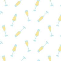 Seamless pattern with champagne. Pattern with a glass of champagne. Vector illustration in a flat style.