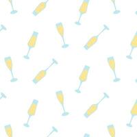 Seamless pattern with champagne. Pattern with a glass of champagne. Vector illustration in a flat style.