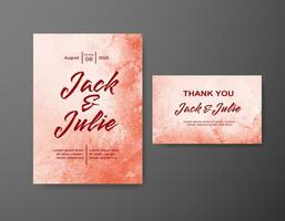 Wedding invitation with abstract watercolor background vector