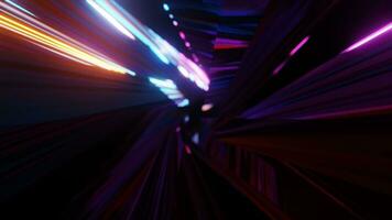 Tunnel futuristic neon light trails  color moving animations loop background video