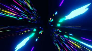 Tunnel futuristic neon light trails  color moving animations loop background video