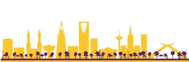 Abstract Saudi Arabia City Skyline Silhouette with Color Buildings. vector