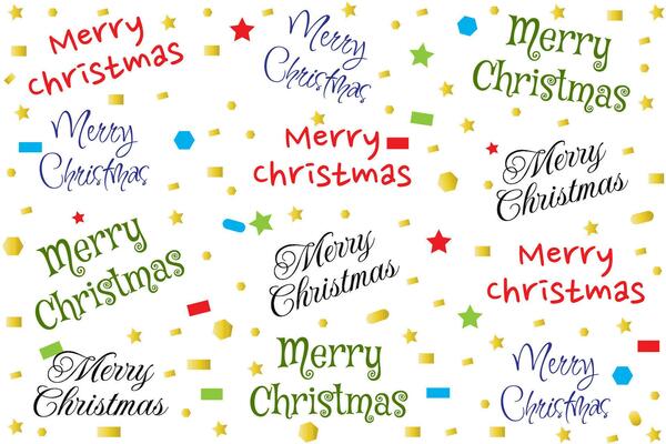 Merry Christmas Lettering with Colorful Confetti