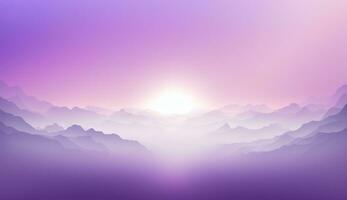 Generative AI, Beautiful gradient scene landscape with light purple, digital lavender color, horizontal wallpaper. Abstract background with clouds and horizon photo