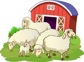 Vector illustration of happy farm animals.