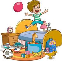 vector illustrations of  cute kids playing in the room