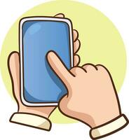 vector illustrations of cartoon cute hand using phone