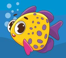 Cute Fish Cartoon Vector Icon Illustration. Sea Animal Icon Concept Isolated Premium Vector. Flat Cartoon Style