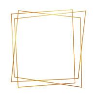 Gold geometric polygonal frame with shining effects isolated on white background. Empty glowing art deco backdrop. Vector illustration.