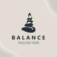 Balance stone logo massage stone yoga, rock arrangement for spa and health meditation symbol vector