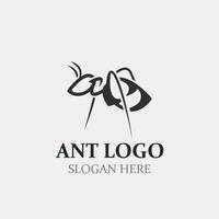 Ant logo design silhouette. Isolated animal ants on background design template vector