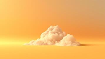 Generative AI, Light orange, apricot color fantastic 3d clouds on the floor, sky and landscape. Gentle colors and with bright lights. photo