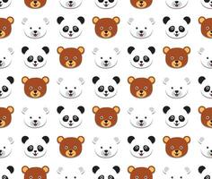 bear collection, honey bear, polar bear and panda on white background. kawaii animal kids seamless pattern design for wrapping paper, fabric and textile. vector