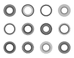 Spiral and swirl motion twisting circles design element set. vector