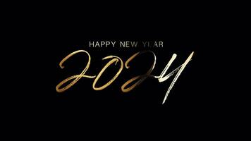 Happy New Year 2024 golden text shine light motion video