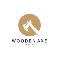 Axe Logo, Wood Cutting Tool, Lumberjack Vector, Simple Minimalist Design, Symbol Template vector