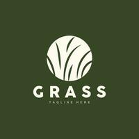 Green Grass Logo Design, Farm Landscape Illustration, Natural Scenery Vector