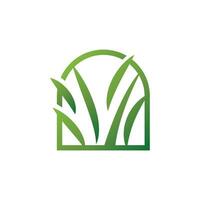 Green Grass Logo Design, Farm Landscape Illustration, Natural Scenery Vector