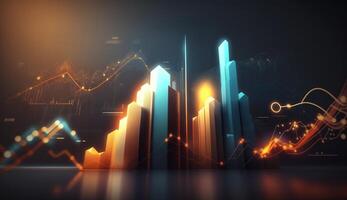 , stock market chart lines, financial graph on technology abstract background represent financial crisis, financial meltdown. Technology concept, trading market concept. photo