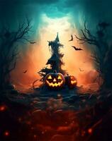 happy halloween poster celebration design, generative ai photo
