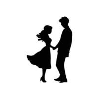 Flat design couple holding hands silhouette vector