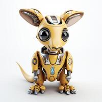 Cute kangaroo robot, robotic animal isolated over white background. photo