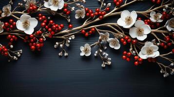 Christmas frame of tree branches. photo