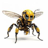 Bee or wasp robot, robotic insect isolated over white background. photo