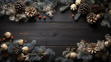 Christmas frame of tree branches. photo