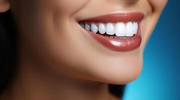 A Beautiful Girl Closeup Shot of her teeth. photo