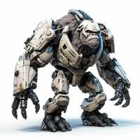 Gorilla robot, robotic animal isolated over white background. photo