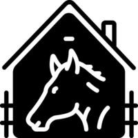 sólido icono para caballo en estable vector