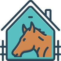 color icono para caballo en estable vector