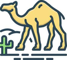 color icon for camel in desert vector