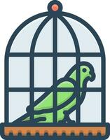 color icon for parrot in a cage vector